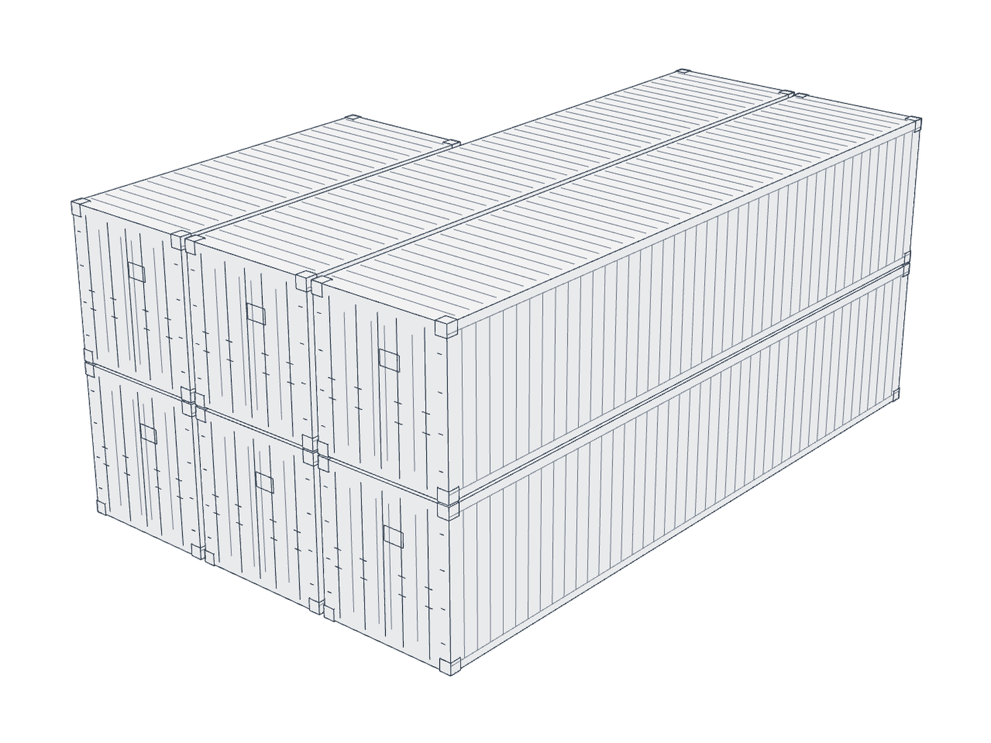 Line drawing: Containers · in transit
