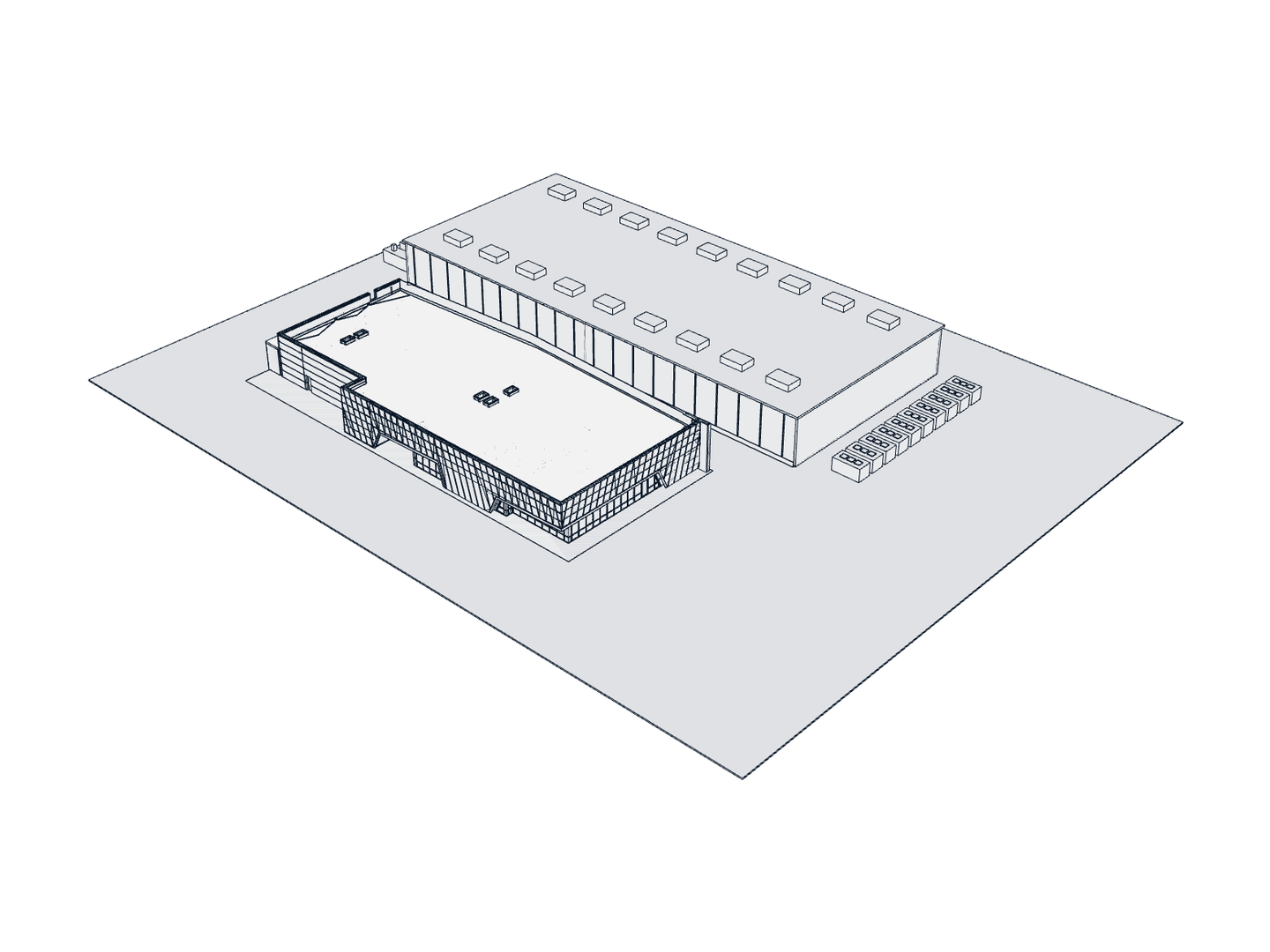 Line drawing: Data centre · campus section